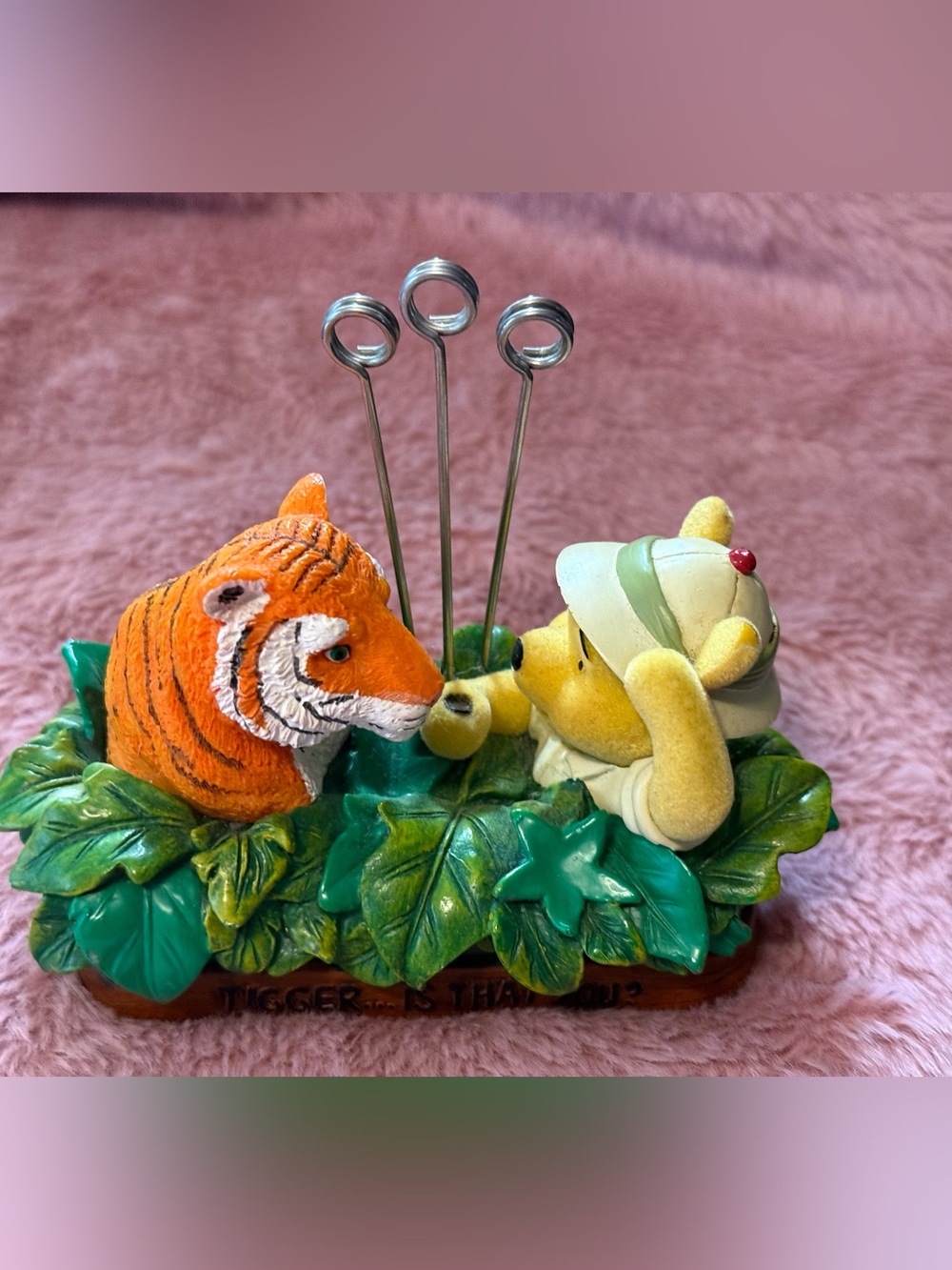 Vintage 1999 Disney Winnie the Pooh Tigger Safari Photo Memo Holder Desk Decor